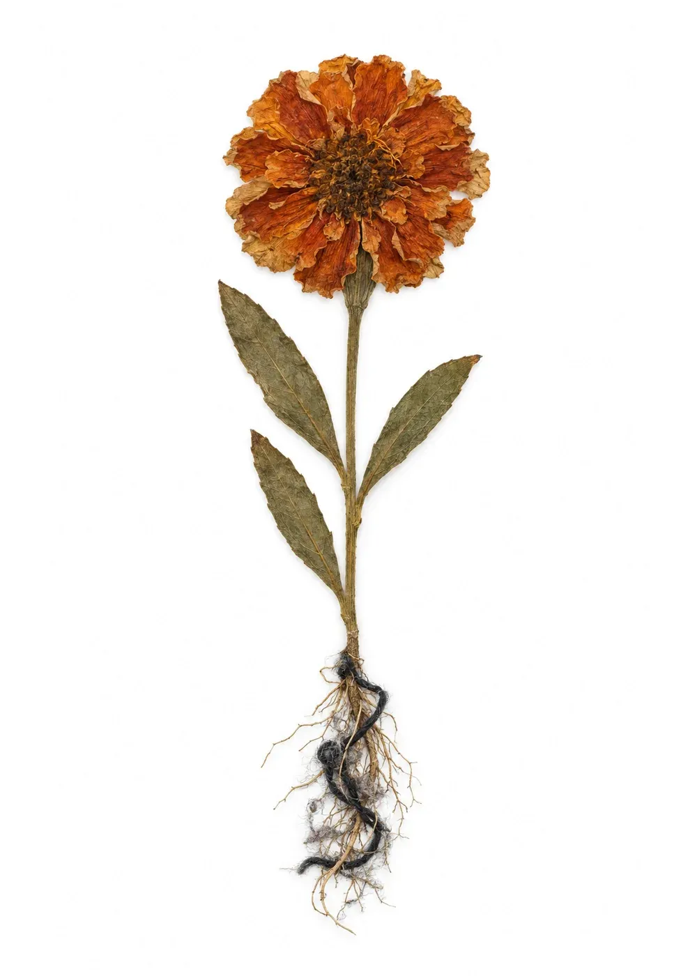 Pressed specimen of Funeral Laughter (Calendula hilarans)